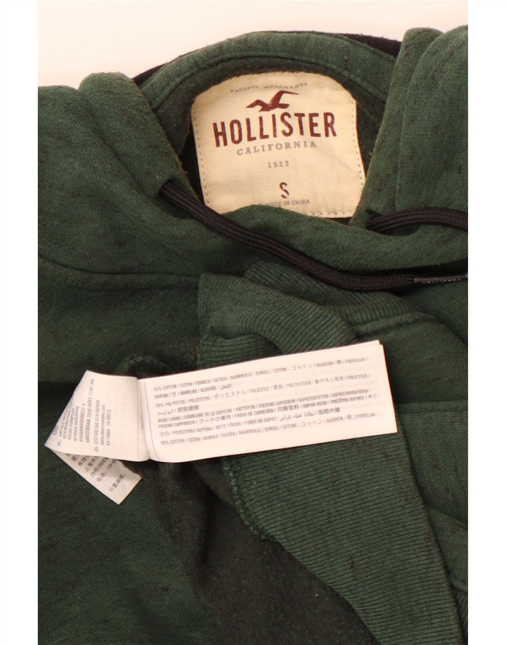 HOLLISTER Męski sweter z kapturem, mały, zielony, z bawełny w plamki