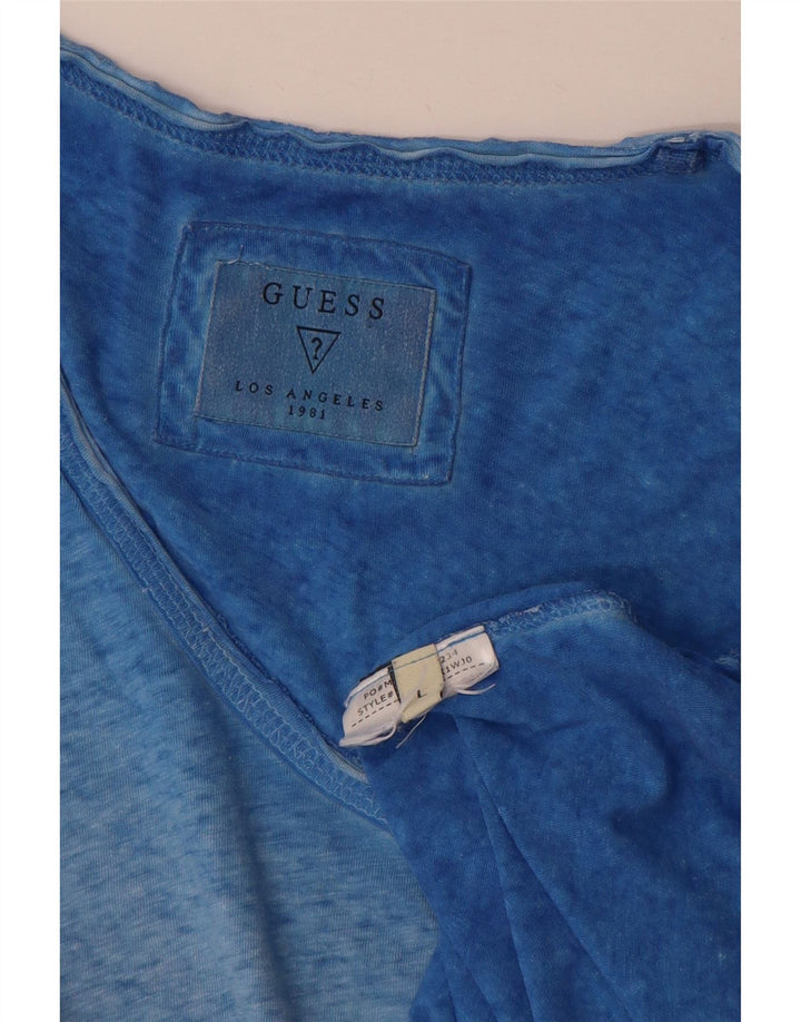 Guess Męski T-shirt Top Duży Niebieski Nakrapiany
