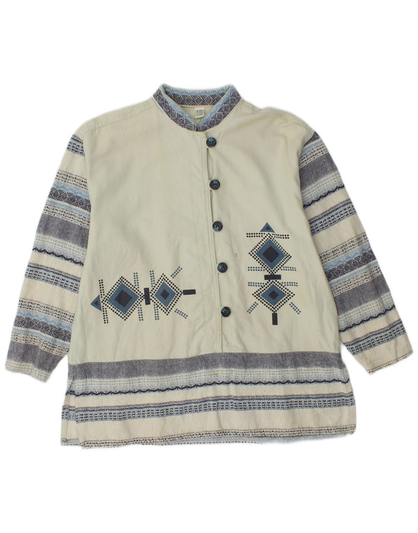 Damska bluzka z długim rękawem w stylu vintage, UK 12/14, średnie złamane białe paski