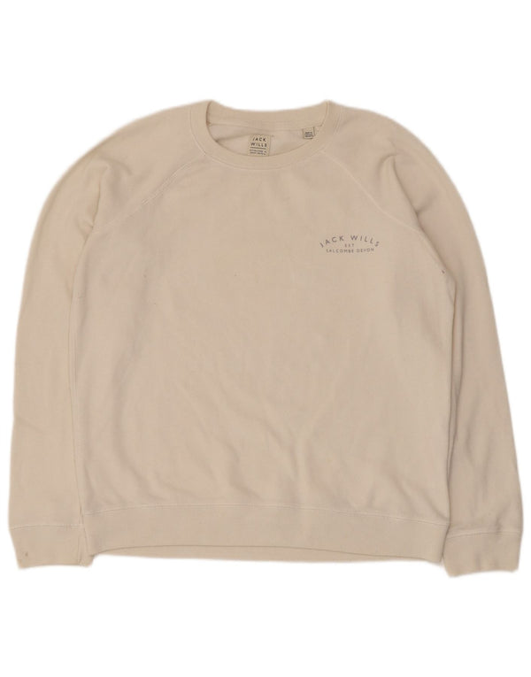Sweter damski Jack Wills UK 14, duży, biały, bawełniany