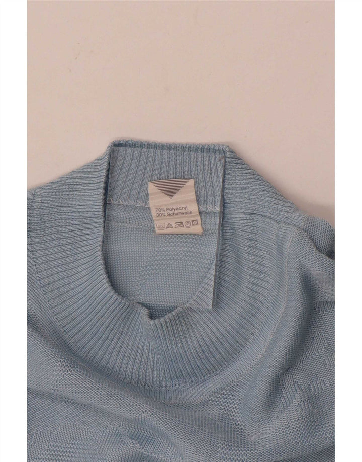 Sweter damski w stylu vintage z golfem IT 46, duży, niebieski, poliakryl