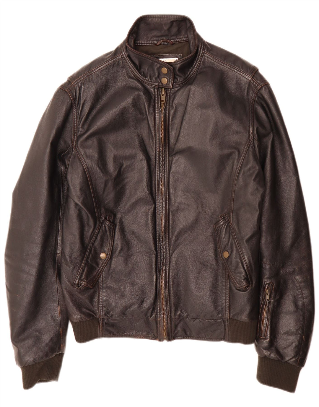 Vintage męska skórzana kurtka bomber IT 52 XL brązowa retro