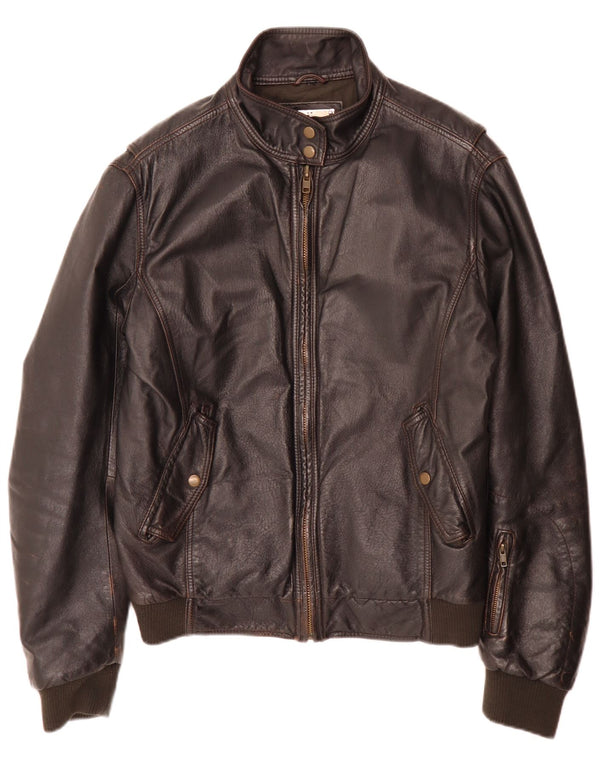 Vintage męska skórzana kurtka bomber IT 52 XL brązowa retro