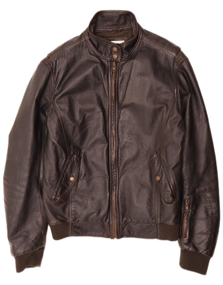 Vintage męska skórzana kurtka bomber IT 52 XL brązowa retro