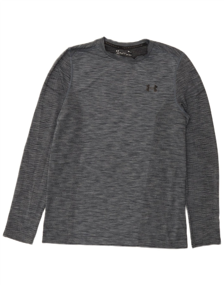 Męska koszulka Under Armour Heat Gear z długim rękawem, w kolorze średnioszarym, nakrapiana