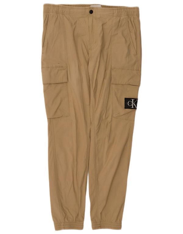 Męskie spodnie cargo Calvin Klein Joggers Large W34 L29 Beżowa bawełna