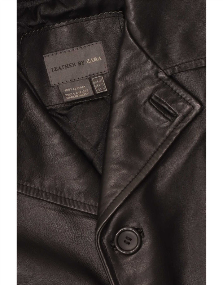 Męski płaszcz skórzany Zara UK 42 XL czarny