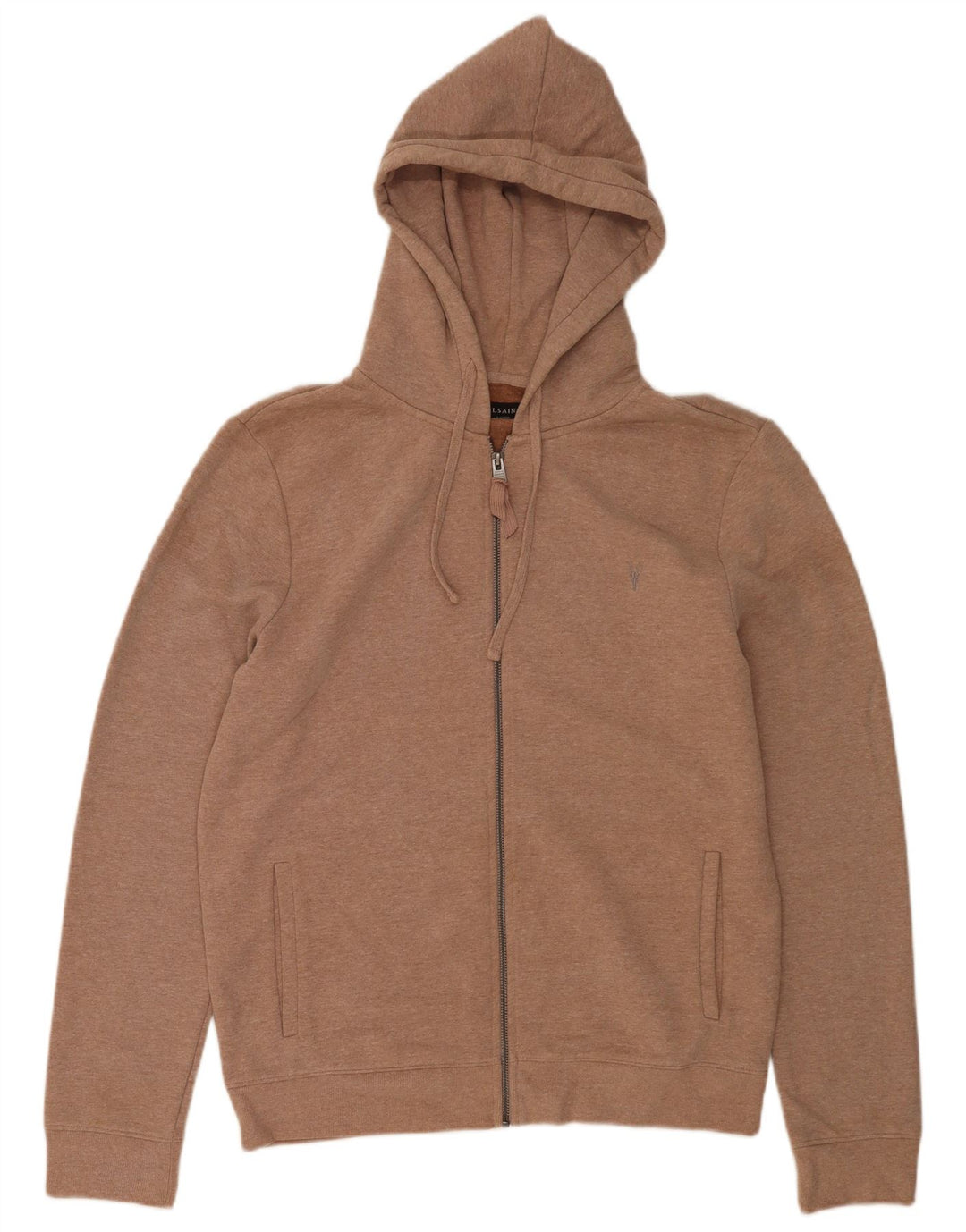 Męski sweter z kapturem i zamkiem All Saints, duży, brązowy, bawełniany