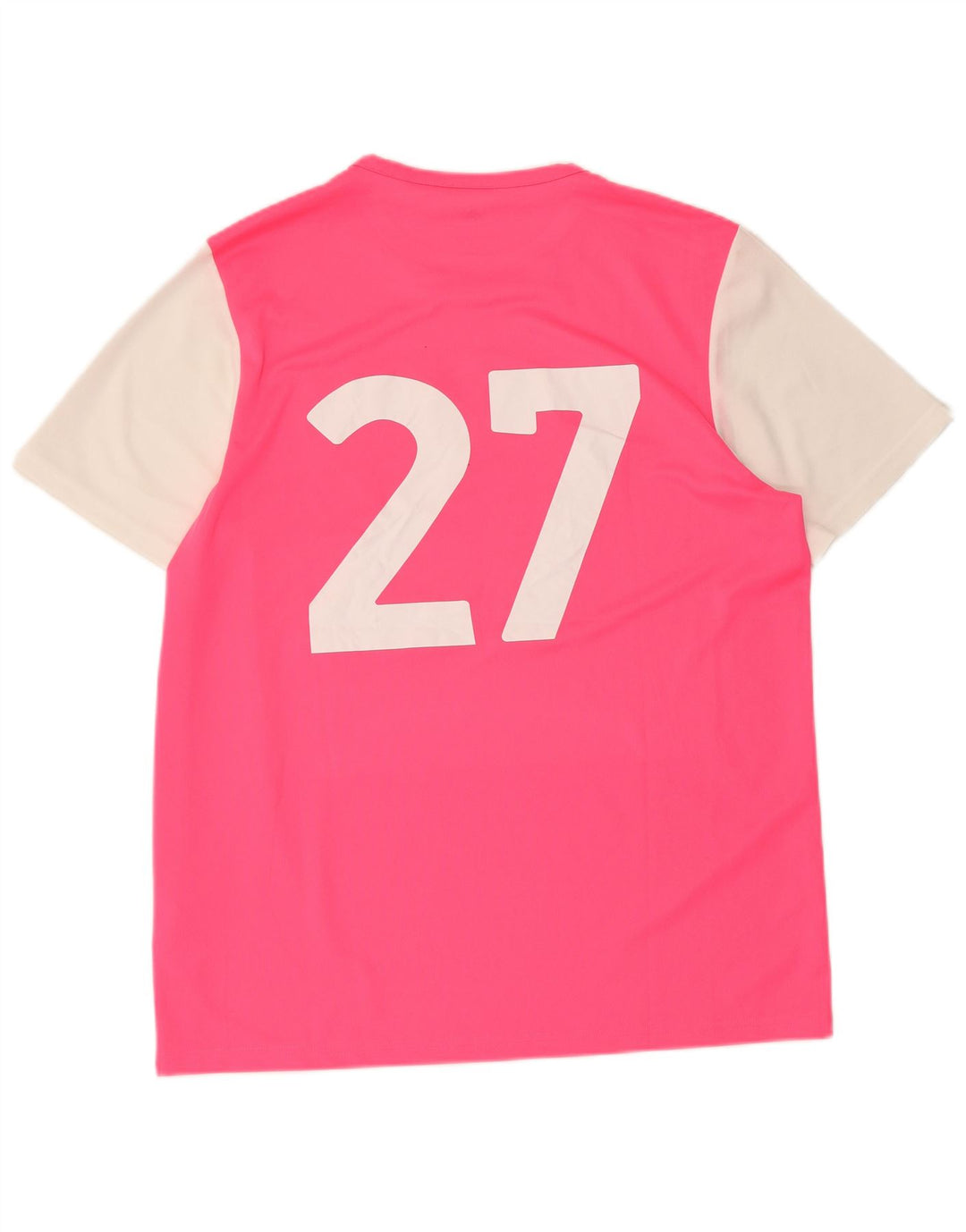 Męski T-shirt ADIDAS Climalite z grafiką, duży, różowy, poliestrowy blok kolorów