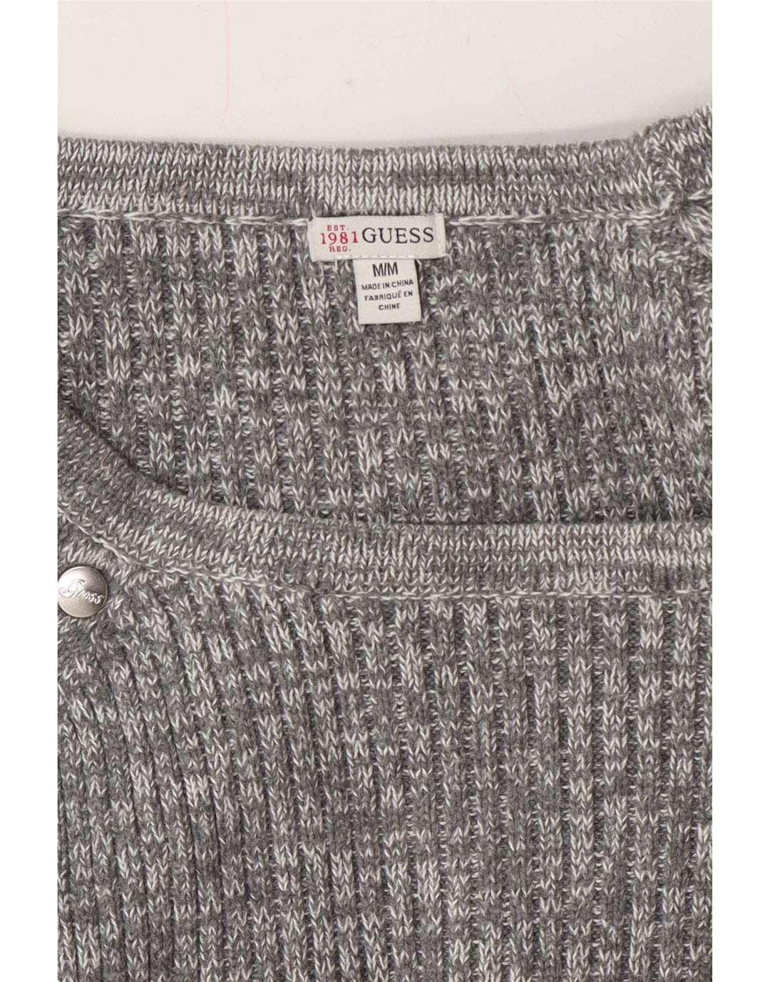 Sweter damski Guess z dekoltem w łódkę UK 14, średni szary, nakrapiany