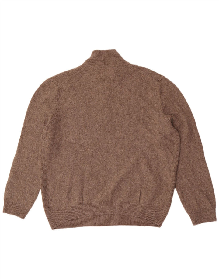 Marks & Spencer Męski sweter z zamkiem błyskawicznym, 2XL, brązowa wełna