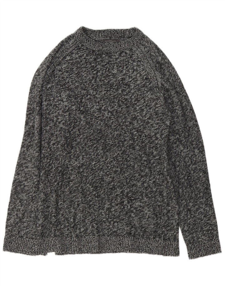 JACK & JONES Męski sweter z dekoltem w łódkę, mały, szary, nakrapiany