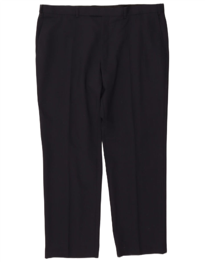 Męskie spodnie garniturowe MARKS & SPENCER Performance Straight W42 L31 Granatowe