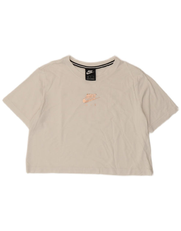 Nike Womens Crop Graphic T-Shirt Top UK 14 Medium White