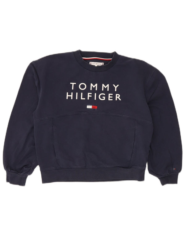 TOMMY HILFIGER Dziewczęca bluza z krótkim rękawem z grafiką 11-12 lat, granatowa