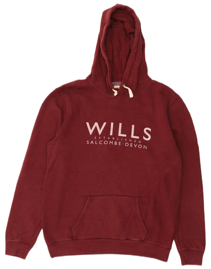 JACK WILLS Męski sweter z kapturem i grafiką Salcombe Devon, średnio bordowy, bawełniany