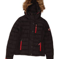 Damska wyściełana kurtka z kapturem Superdry UK 10, mała, czarna, poliester