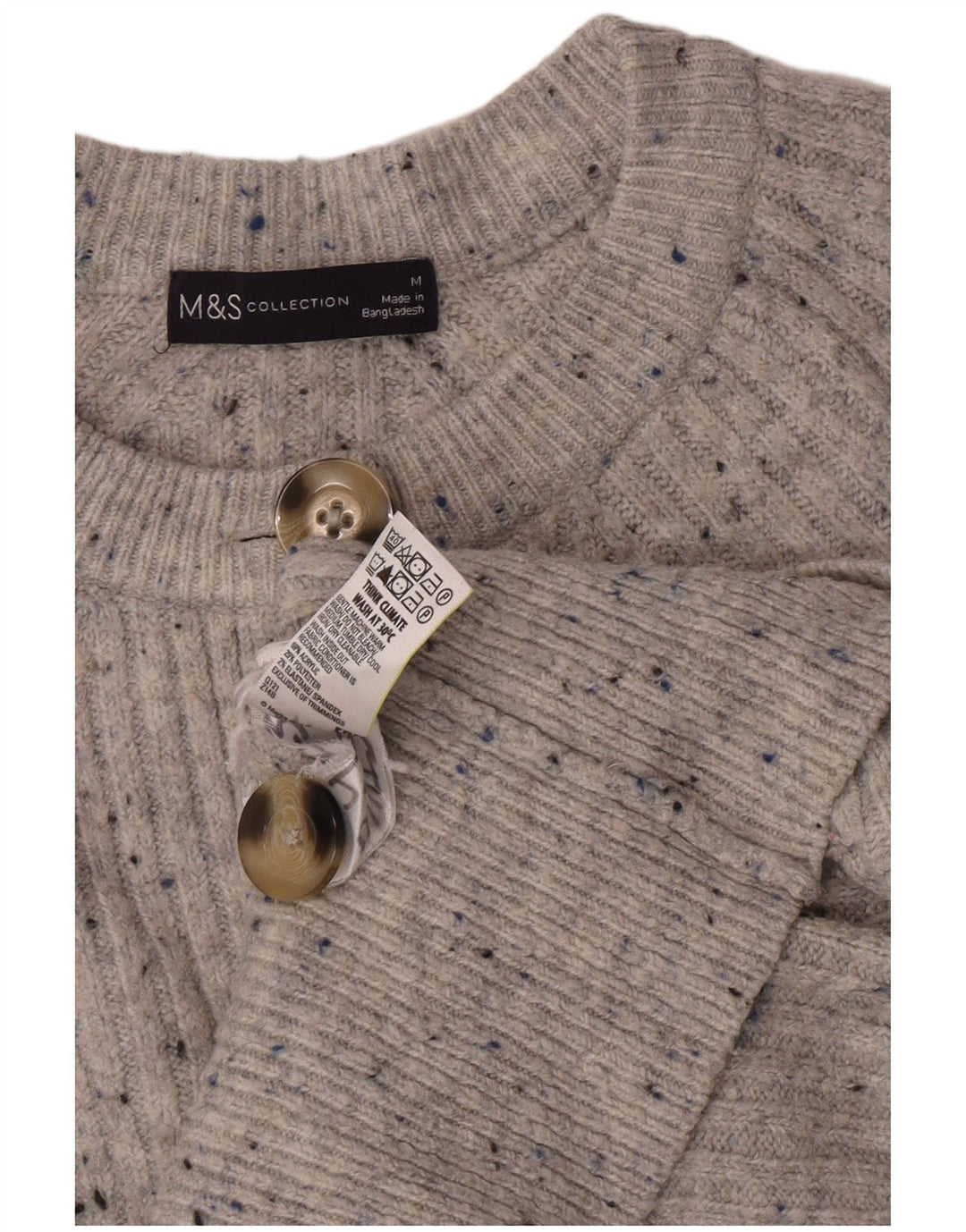 Sweter damski Marks & Spencer Crop Cardigan UK 12, średni szary, nakrapiany