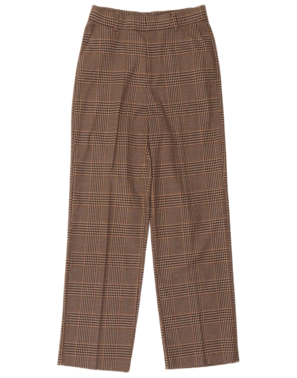 Damskie zwężane spodnie garniturowe z wysokim stanem Zara XS W24 L30 Brązowe pepitkę