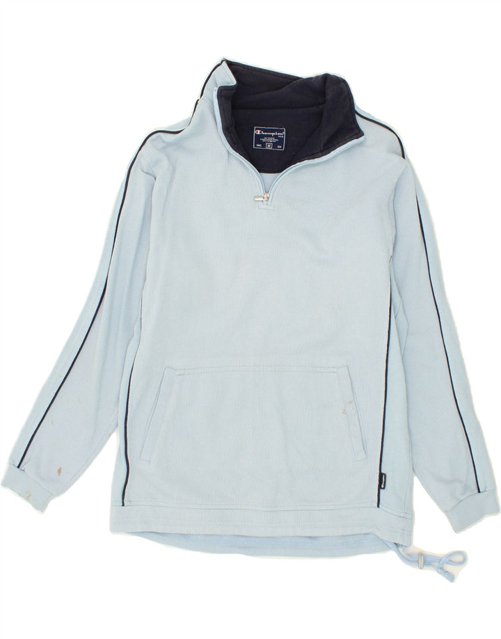 CHAMPION Mens Zip Neck Sweatshirt Jumper Medium Blue Cotton Vintage Champion and Second-Hand Champion from Messina Hembry 