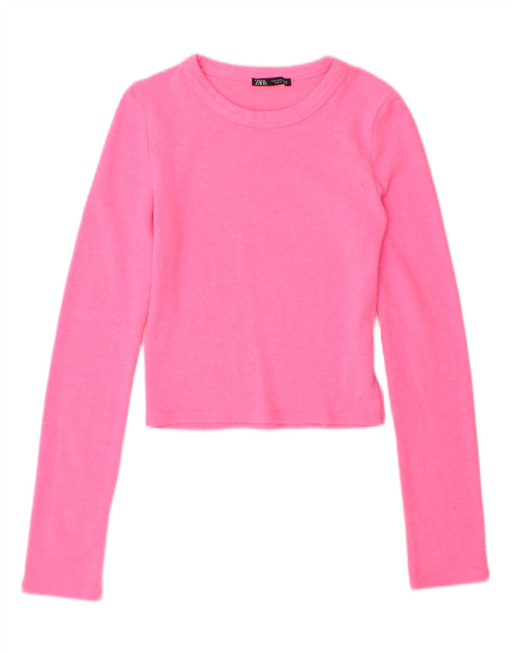 ZARA Womens Crop Top Long Sleeve UK 8 Small Pink Vintage Zara and Second-Hand Zara from Messina Hembry 