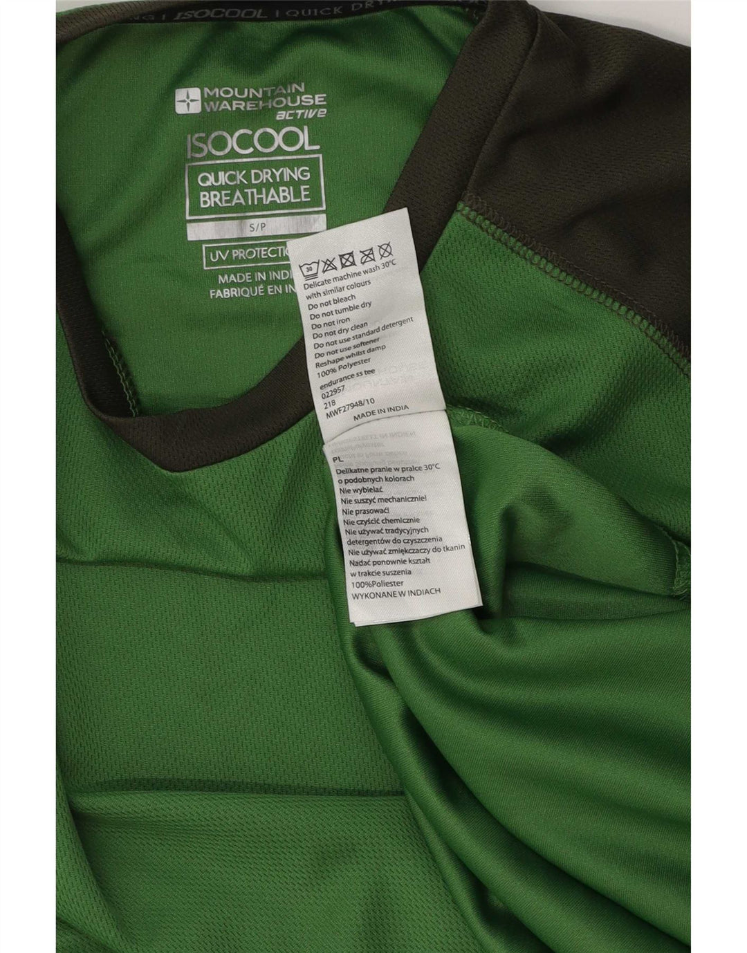 Męski T-shirt Mountain Warehouse IsoCool, mały, zielony, z blokami kolorów
