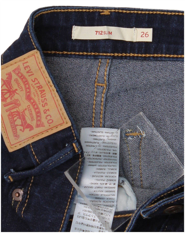 Damskie jeansy Levi's 712 Slim W26 L28 Granatowa bawełna