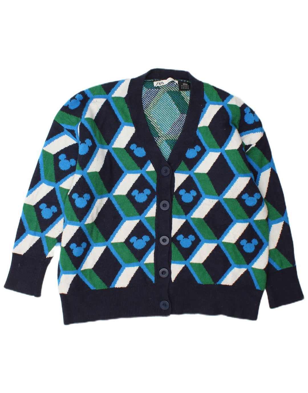 Damski sweter oversize Zara UK 10, mały, wielokolorowy, geometryczny