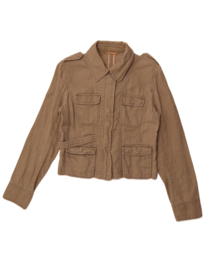 HOBBS Womens Crop Military Jacket UK 8 Small Beige