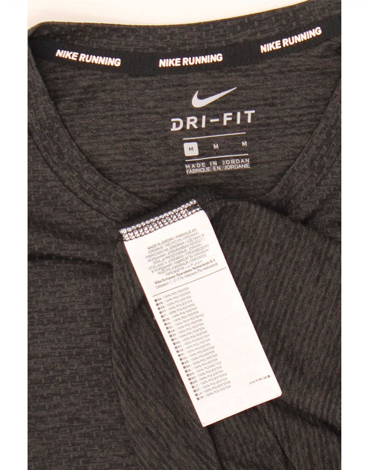 Męski T-shirt Nike Dri Fit Top, średni, khaki, poliester z blokami kolorów