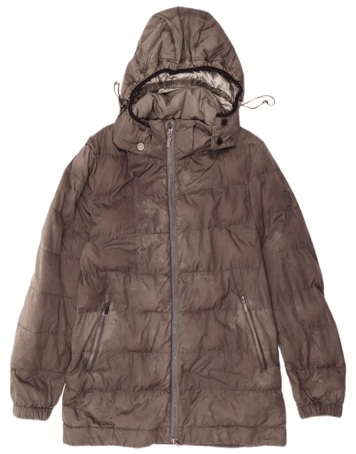 GEOSPIRIT Womens Hooded Padded Coat UK 10 Small Grey Polyester