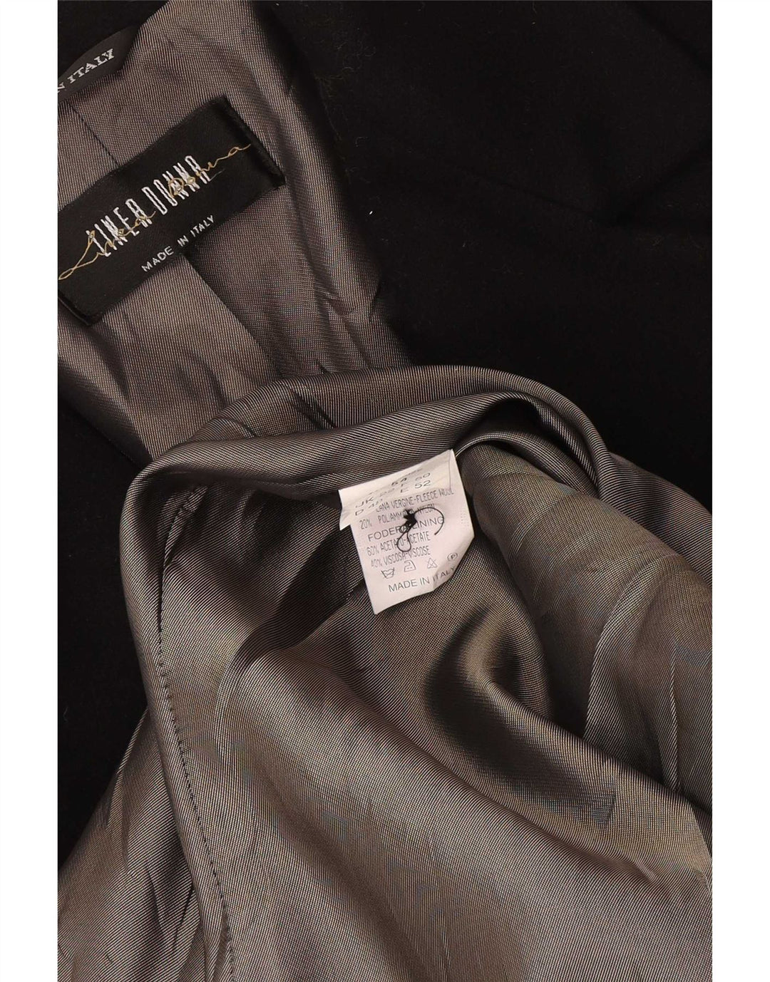Linea Donna Womens Overcoat UK 22 3XL Black Virgin Wool