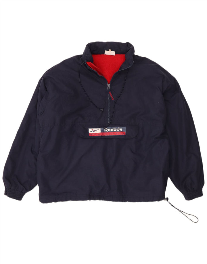 Męska kurtka Anorak z kapturem i grafiką, oversize Reebok UK 36, mała, granatowa