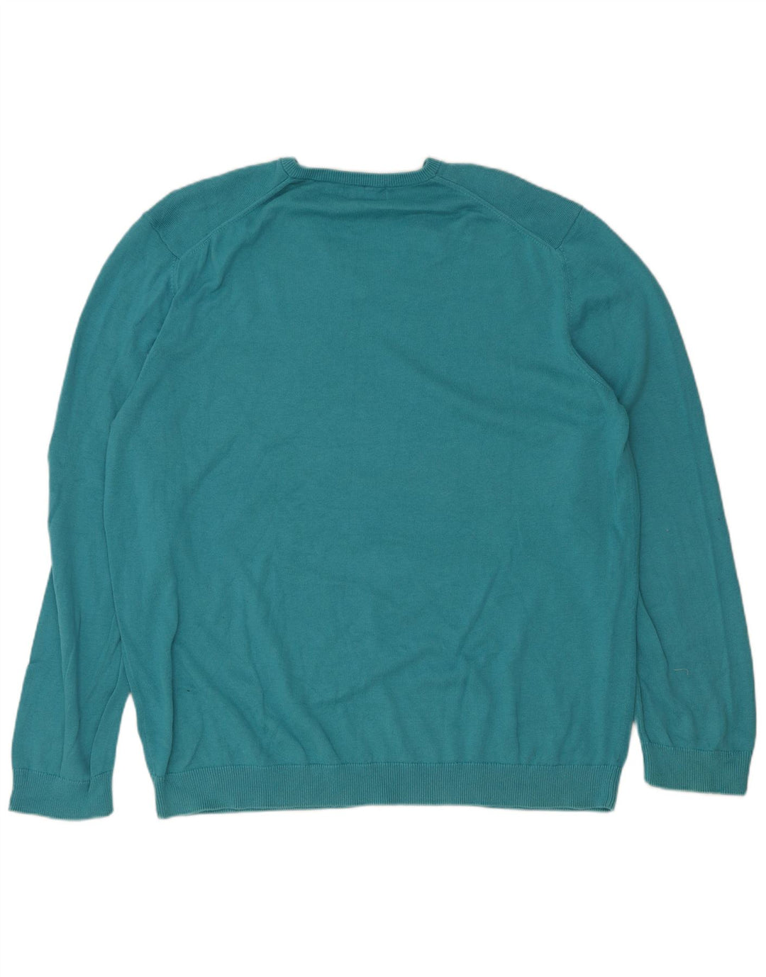 Marks & Spencer Męski sweter z dekoltem w kształcie litery V, 2XL, turkusowa bawełna