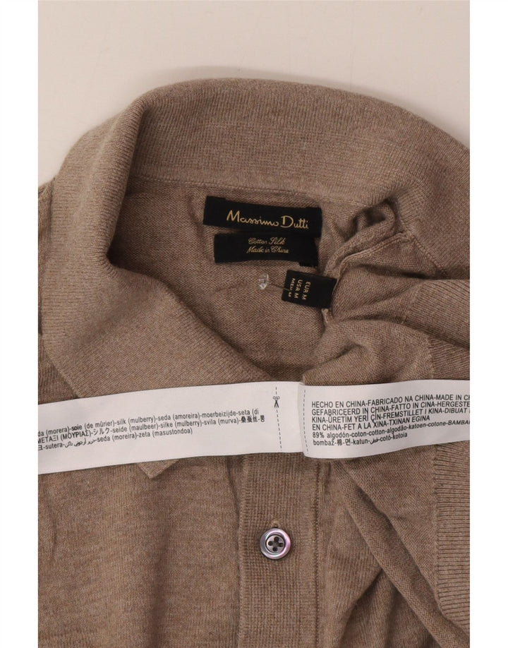 Męski sweter polo Massimo Dutti w kolorze średniego beżu, bawełniany