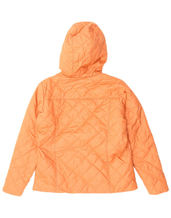 COLUMBIA Womens Sherpa Hooded Quilted Jacket UK 16 Large Orange Polyester