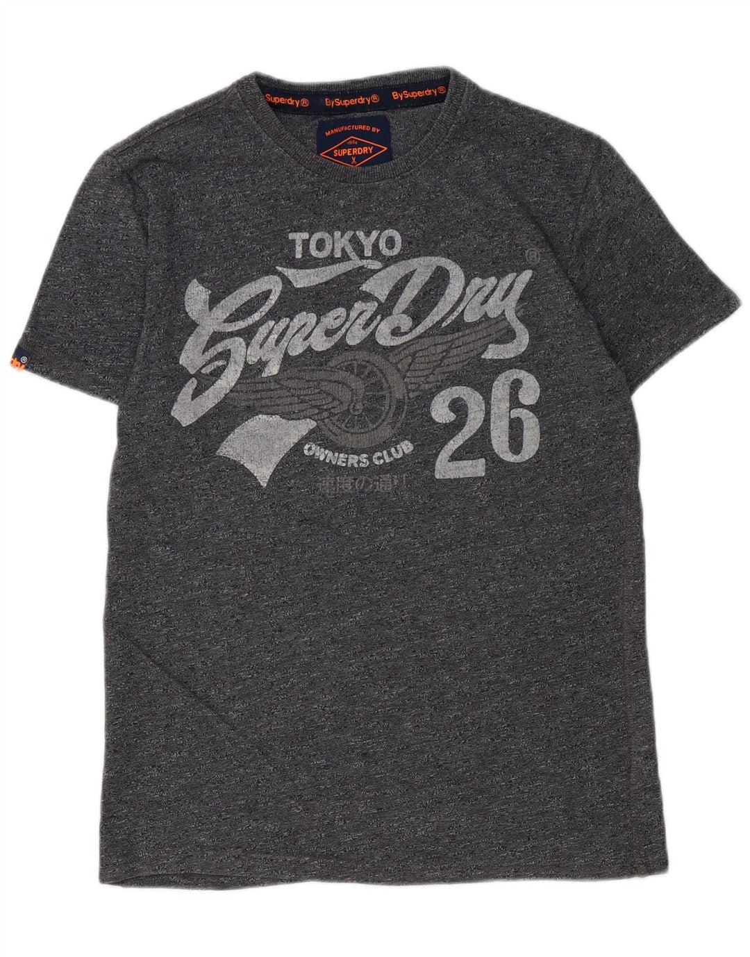 Męski T-shirt Superdry z grafiką, średnioszary, bawełniany w cętki