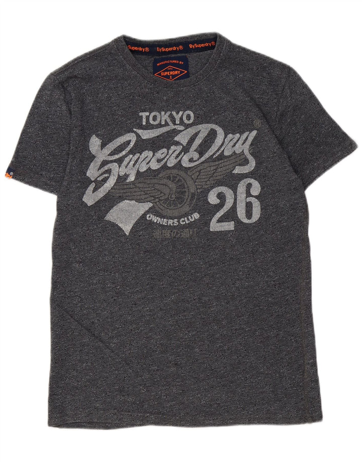 Męski T-shirt Superdry z grafiką, średnioszary, bawełniany w cętki
