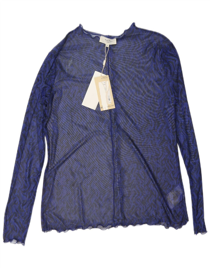 Część druga Damska koszulka z długim rękawem, prześwitująca, UK 18 XL, niebieska jodełka, poliester