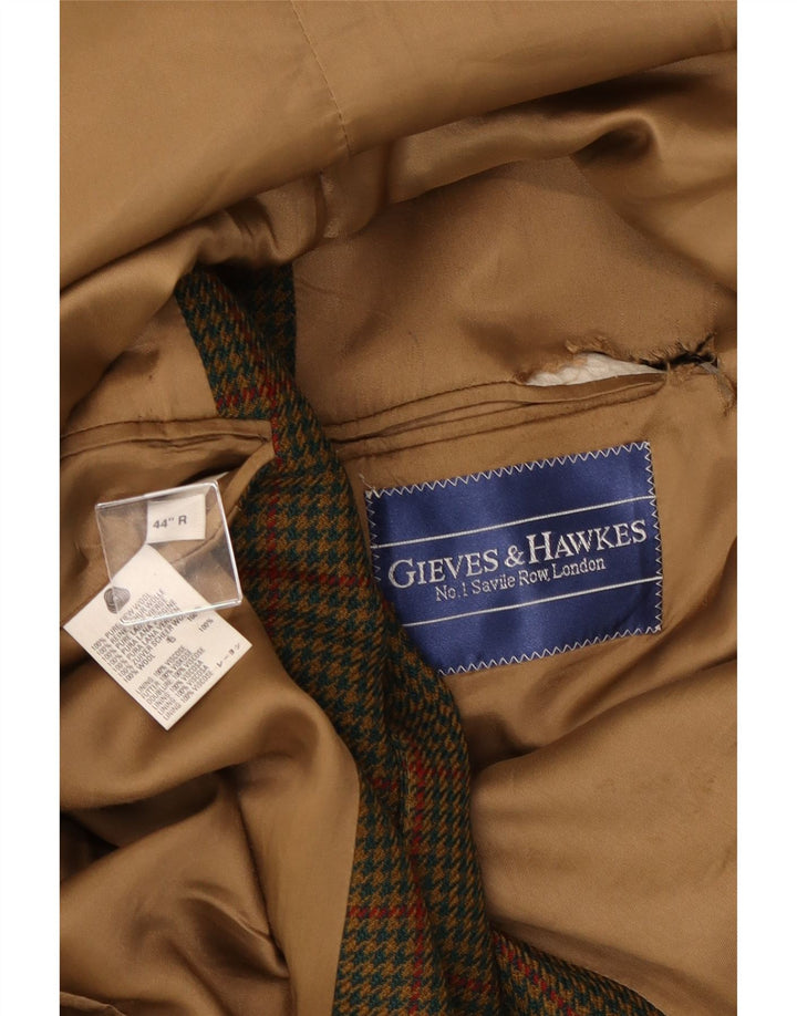 Męska marynarka zapinana na 2 guziki Gieves & Hawkes UK 44 2XL Khaki w pepitkę