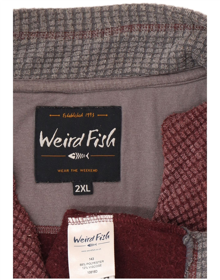 Męski sweter z zamkiem błyskawicznym Weird Fish, 2XL, bordowy poliester