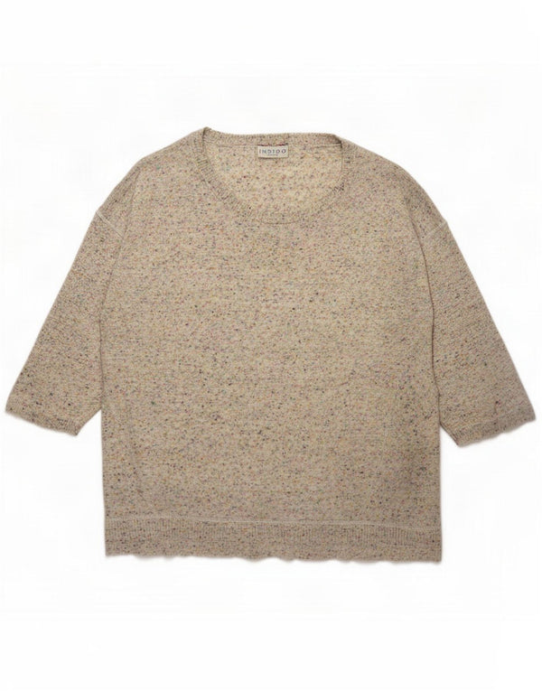 Marks & Spencer Damski sweter z dekoltem w łódkę w kolorze indygo UK 16, duży beżowy