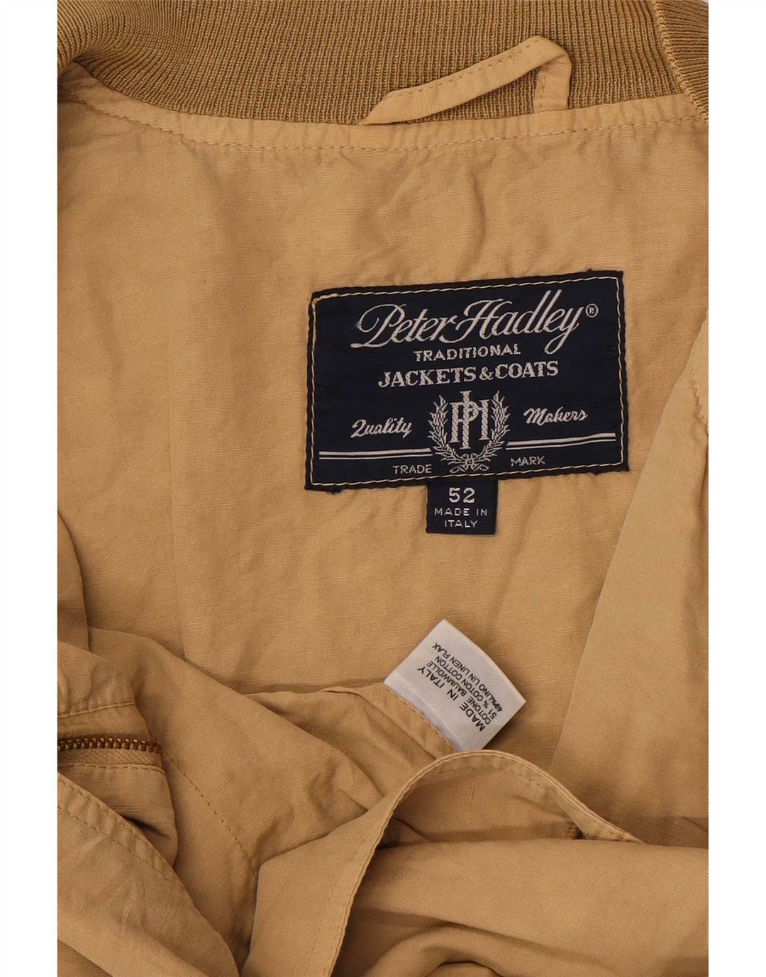 Męska kurtka bomber Peter Hadley IT 52 XL, beżowa, bawełniana
