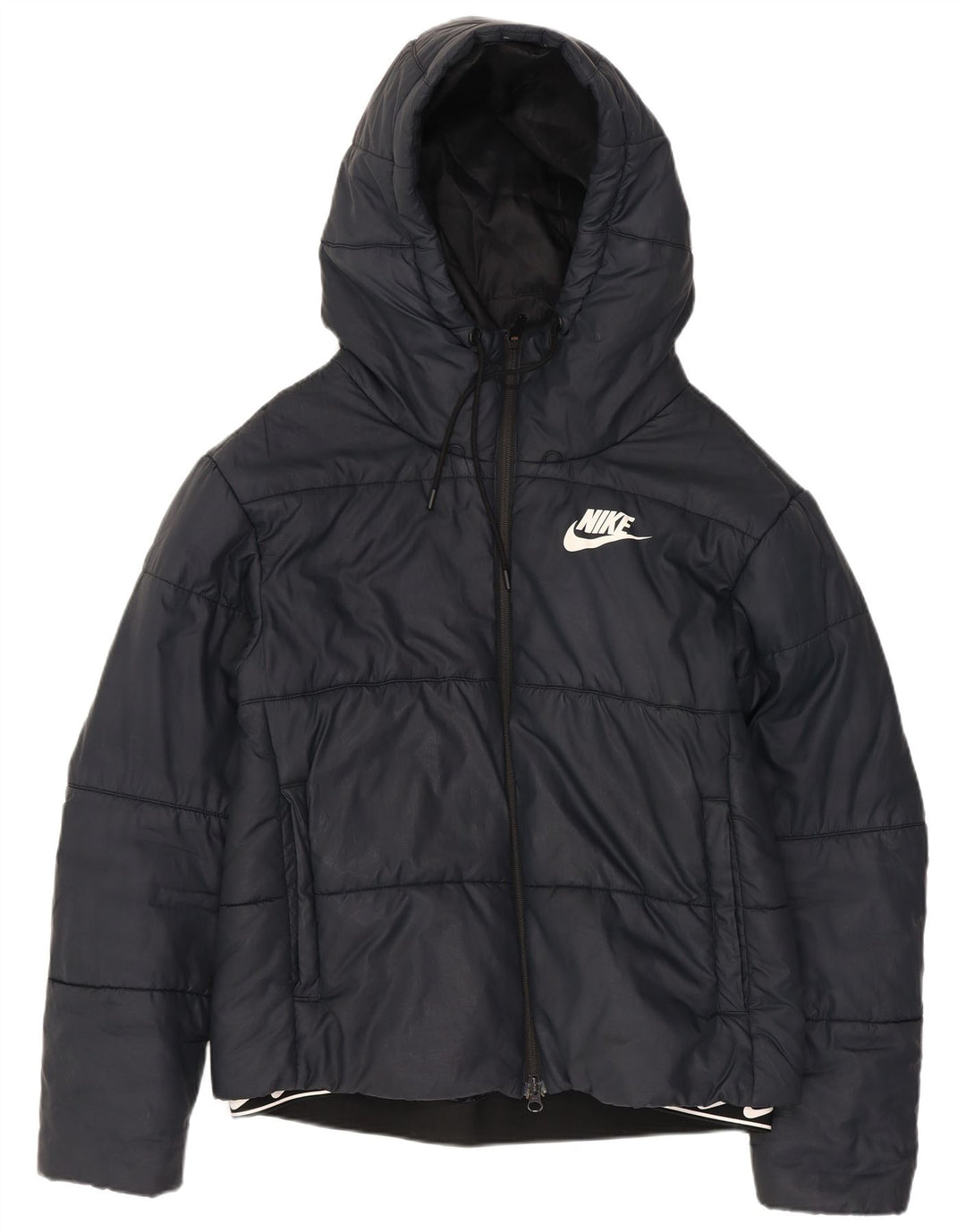 Damska wyściełana kurtka z kapturem i kapturem Nike UK 10, mała, czarna, poliestrowa