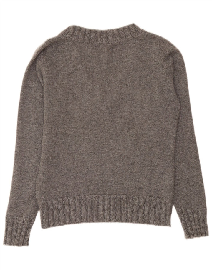 Sweter damski Woolrich z dekoltem w kształcie litery V, UK 12, średnioszara wełna
