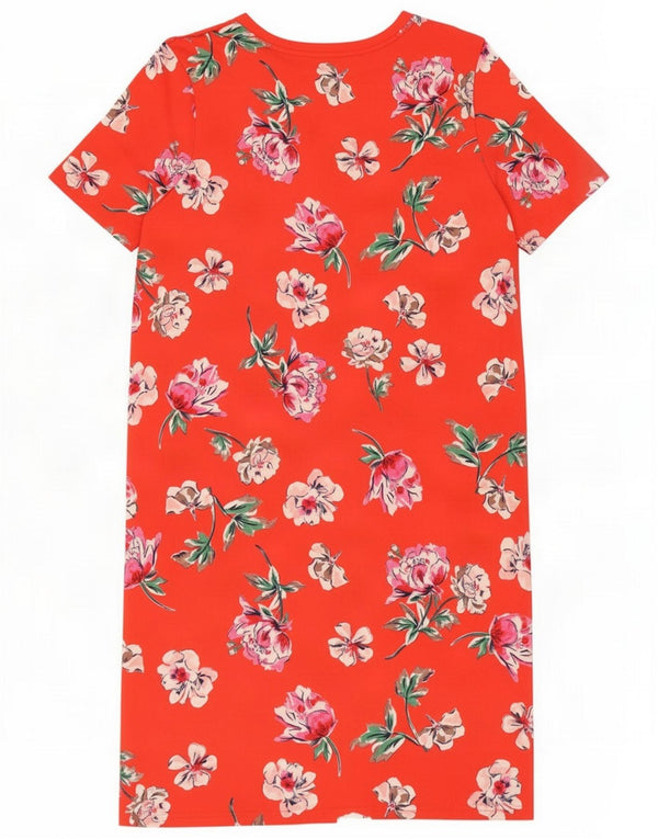 Damska sukienka T-shirt Joules UK 14 duża czerwona w kwiaty bawełna
