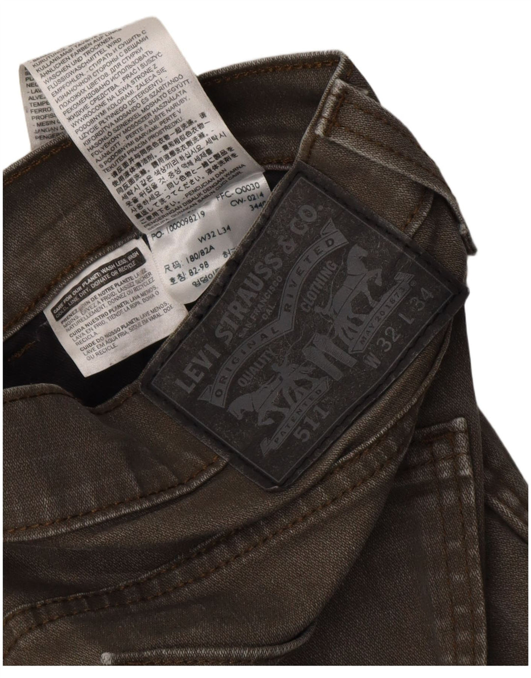 Męskie jeansy LEVI'S 511 W32 L34, bawełna khaki