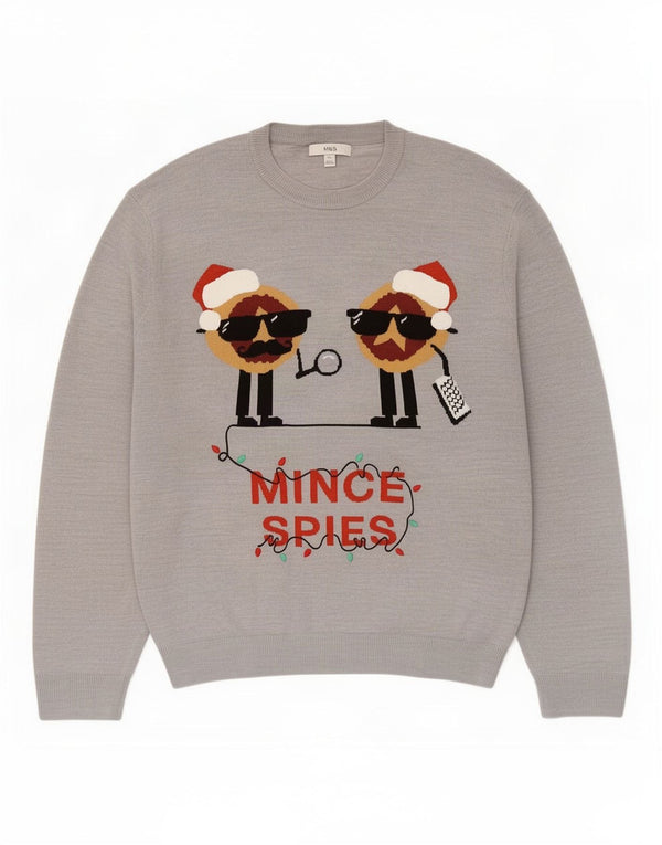 Marks & Spencer Męski sweter z okrągłym dekoltem, 2XL, szary, świąteczny