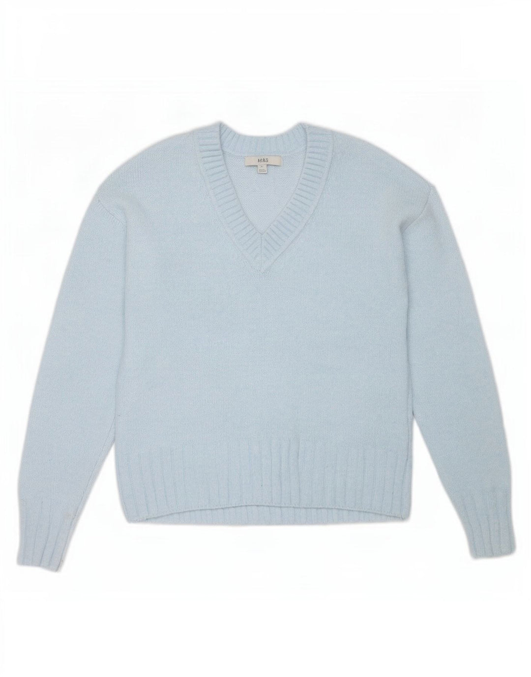 Marks & Spencer Damski sweter oversize z dekoltem w kształcie litery V, UK 6 XS, niebieski