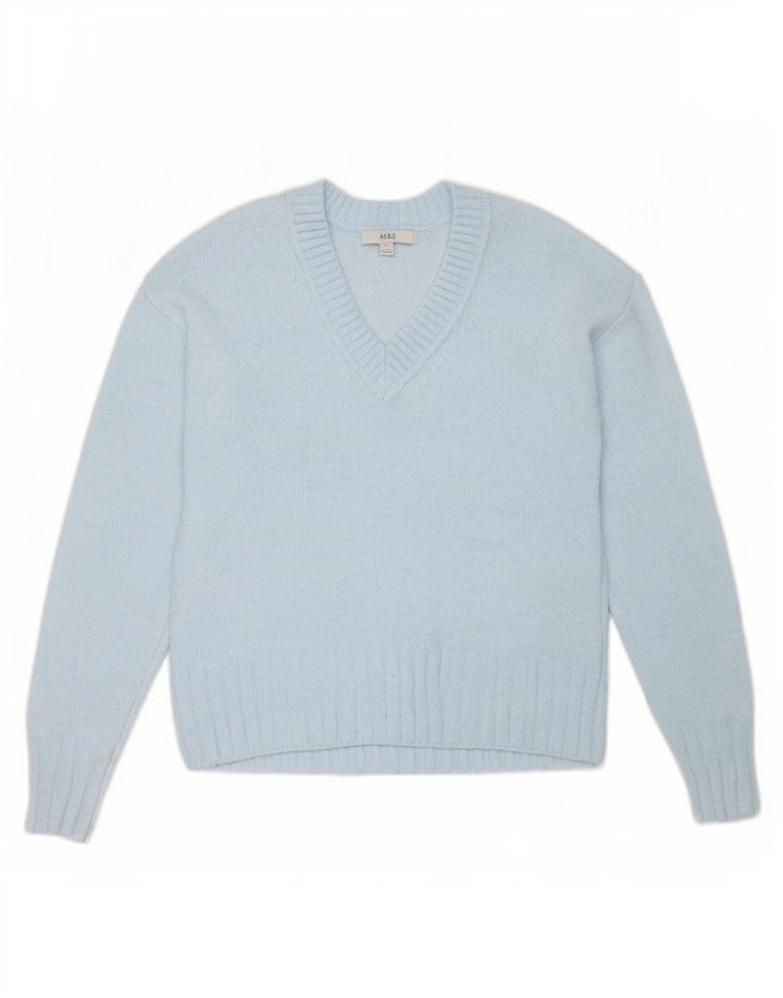 Marks & Spencer Damski sweter oversize z dekoltem w kształcie litery V, UK 6 XS, niebieski